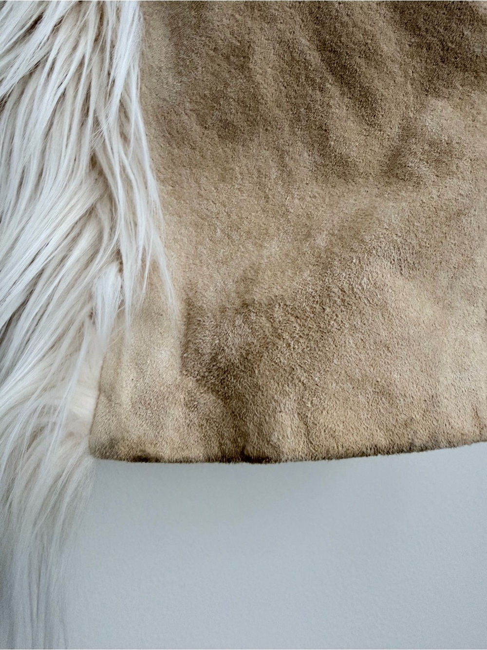 Vintage y2k Suede leather Embroidered Penny Lane Daisy Jones Coat cream fur trim - Picture 7 of 7